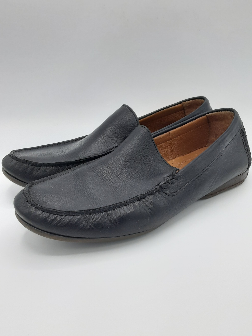 Frye Lewis Men's Black Leather Slip-On Venetian Driving Loafers
